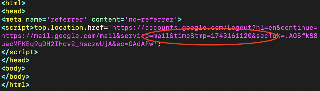 Figure 4: Landing page with hard coded timestamp