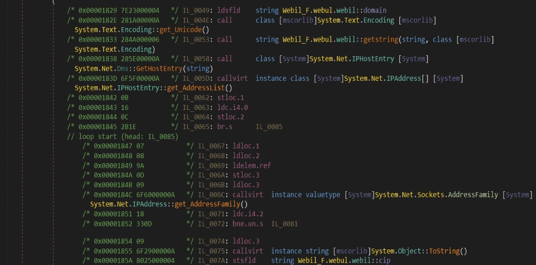 Figure 7: unique looking .NET function list, or suspected-to-be-unique IL bytecode