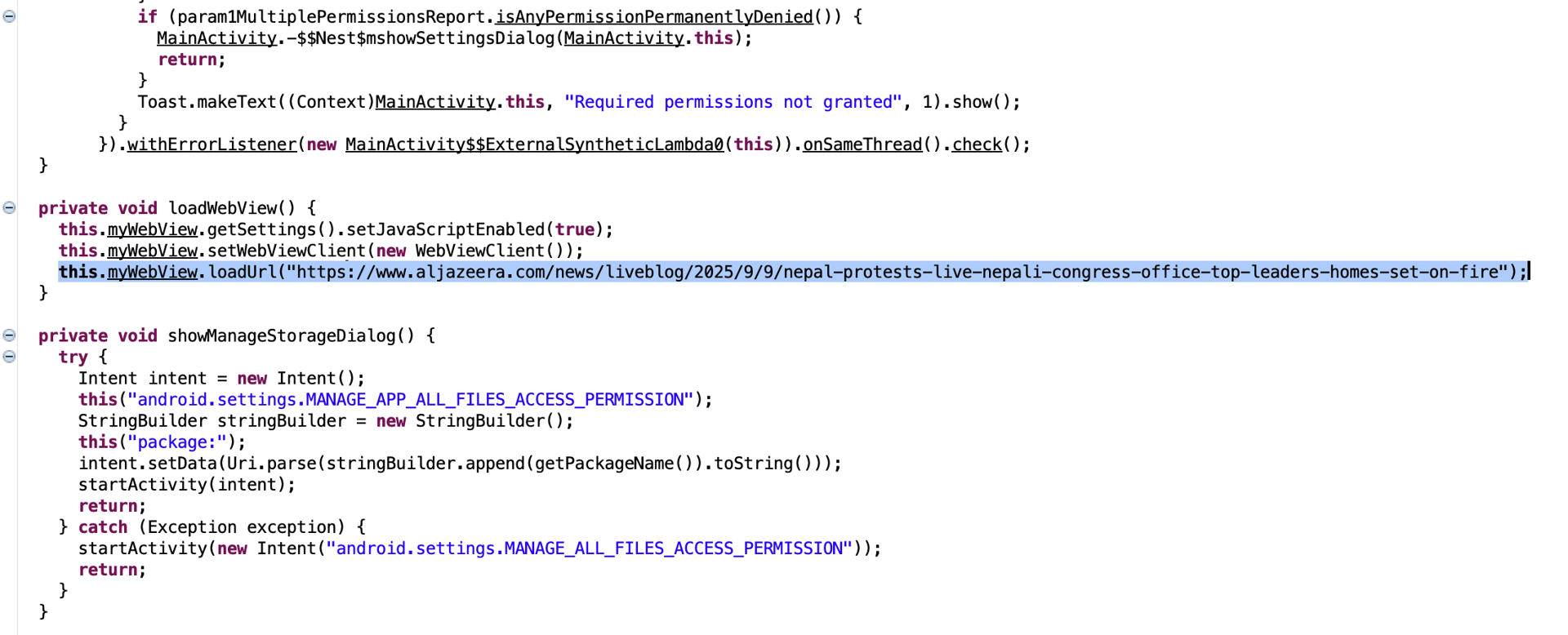 Figure 3: ida-esque view of the Android malware